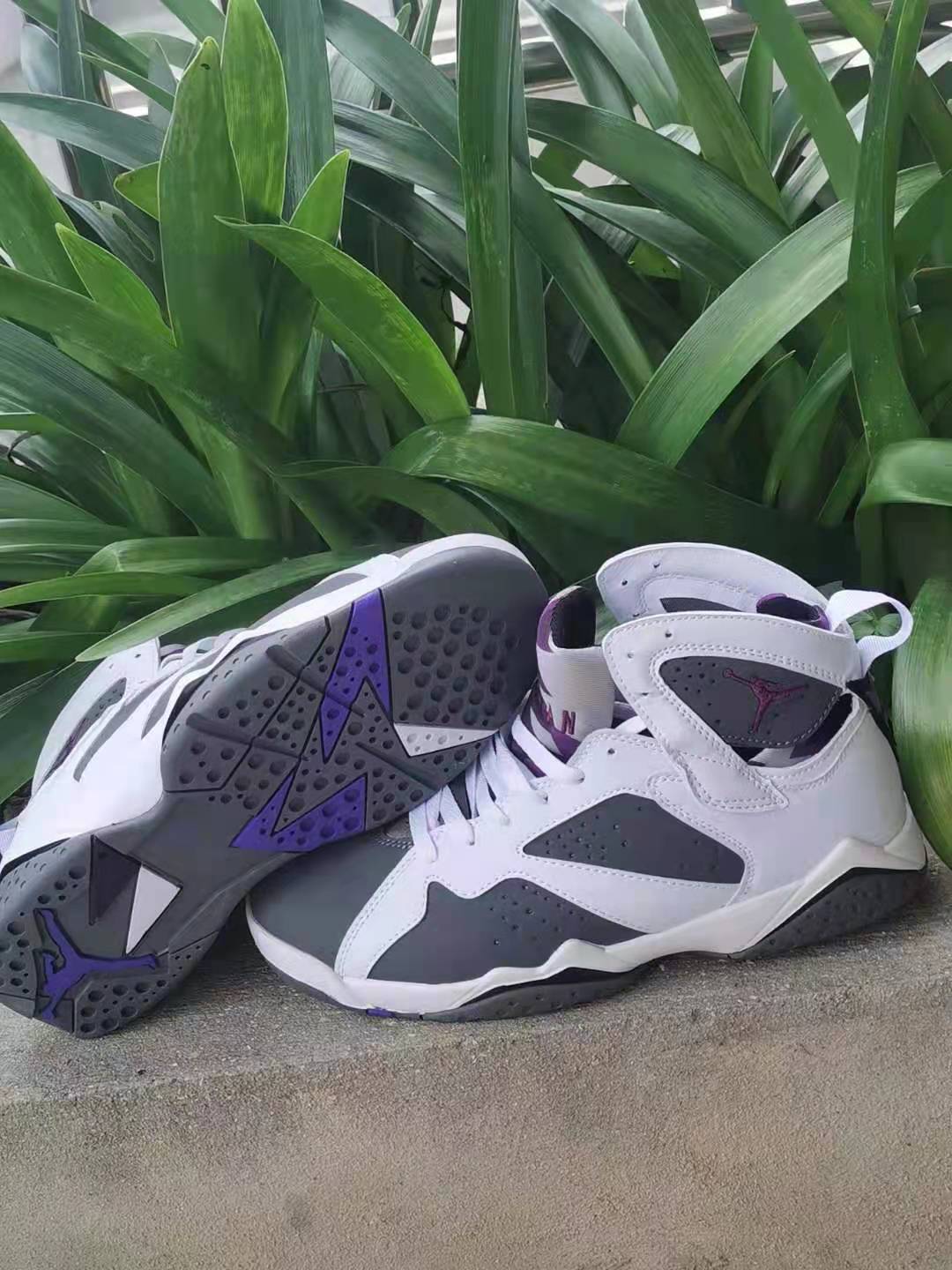 2021 Air Jordan 7 Retro Grey Purple Shoes - Click Image to Close